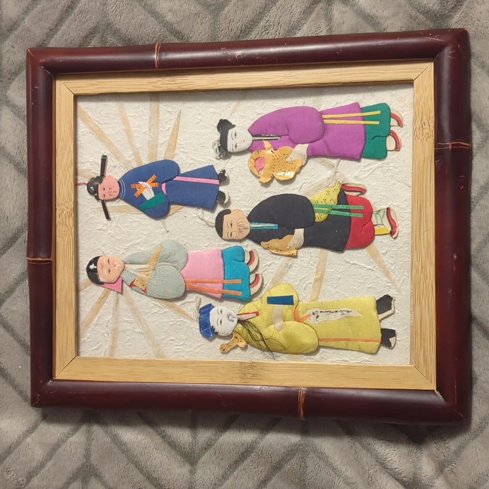 vintage Chinese handcrafted silk and paper figures